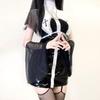 Cosplay Sexy Naughty Sister Extreme Black White Tight Skirt Cute Sister Cosplay Saint Choir Church Fancy Dress Outfit Set Halloween Anniversary Nun