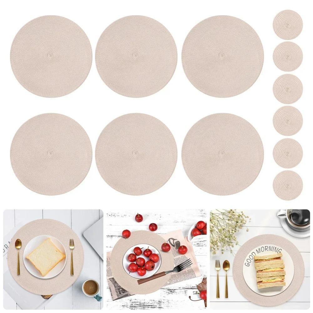 

4pcs/Set Washable Woven Placemats Heat Resistant Dish Plate Pot Mat Dining Table хакі