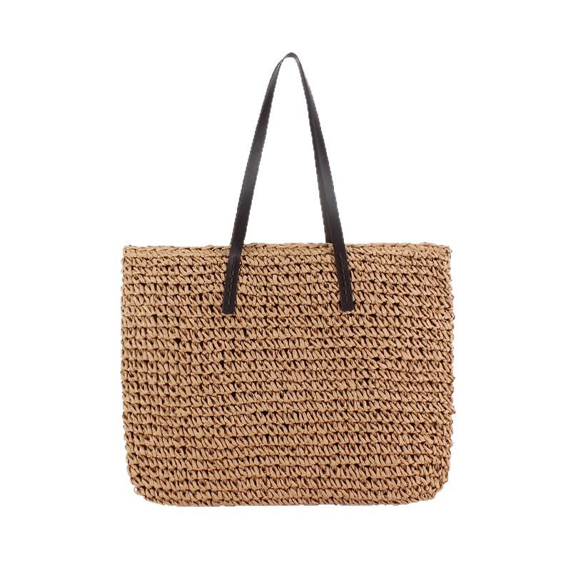 Women's Retro Handmade Large-Capacity Straw Woven Shoulder Beach Bag