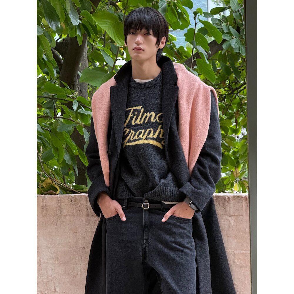 8Seconds Font Jacquard Round Knit Brown Dark Gray/M