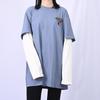 Vans Letter Embroidery Color Block Long Sleeve T-Shirt Unisex Tops Gray Blue VN0A5F71HKC