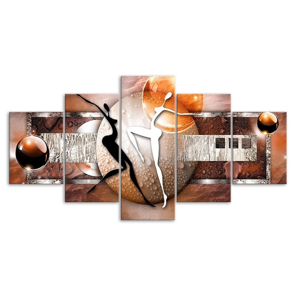 Bunte Figur Balltanz Abstrakte Kunst 5-teilig Fünf-Panel Wandleinwand Druck Modernes Poster Bild Heimdeko Geschenk für Ihn für Sie