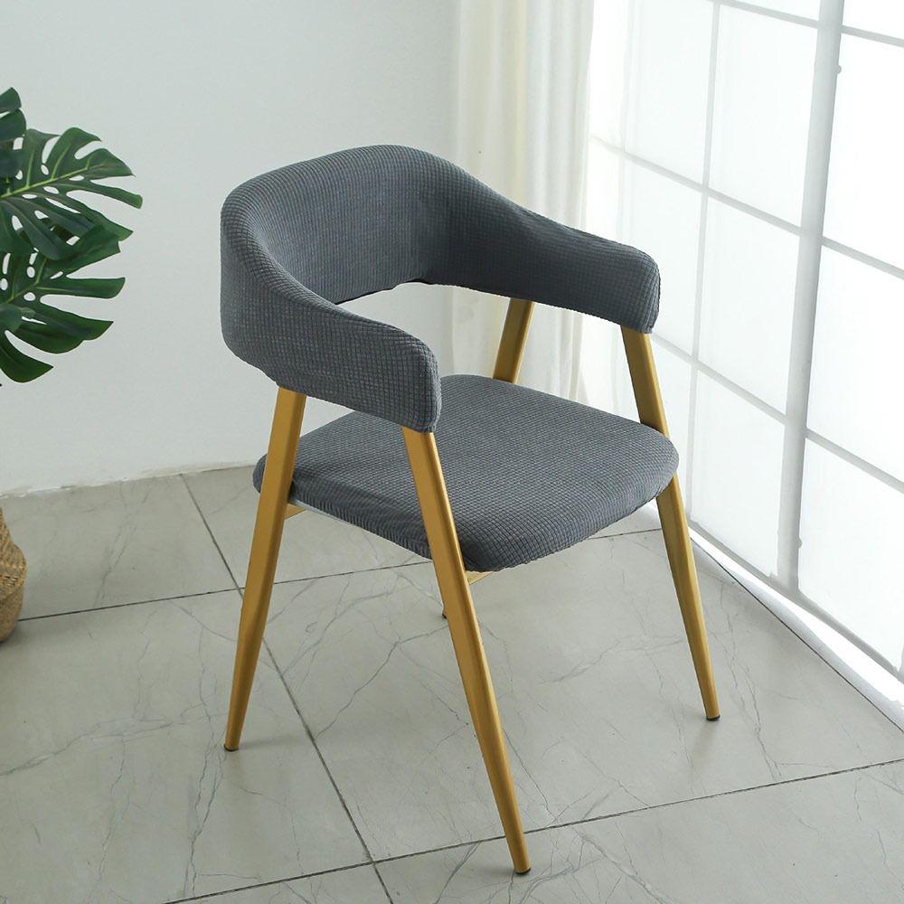 Stretch Fabric Armchair Slipcover Open Back Style Dining Chair Cover Cafe Furniture