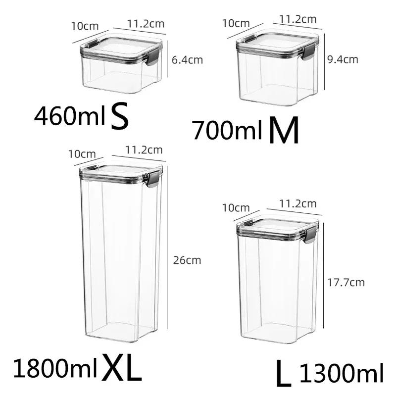 Food Storage Container Set Plastic Kitchen Refrigerator Noodle Breadbasket Sugar Flour Baking Supplies Pantry Organizer Set