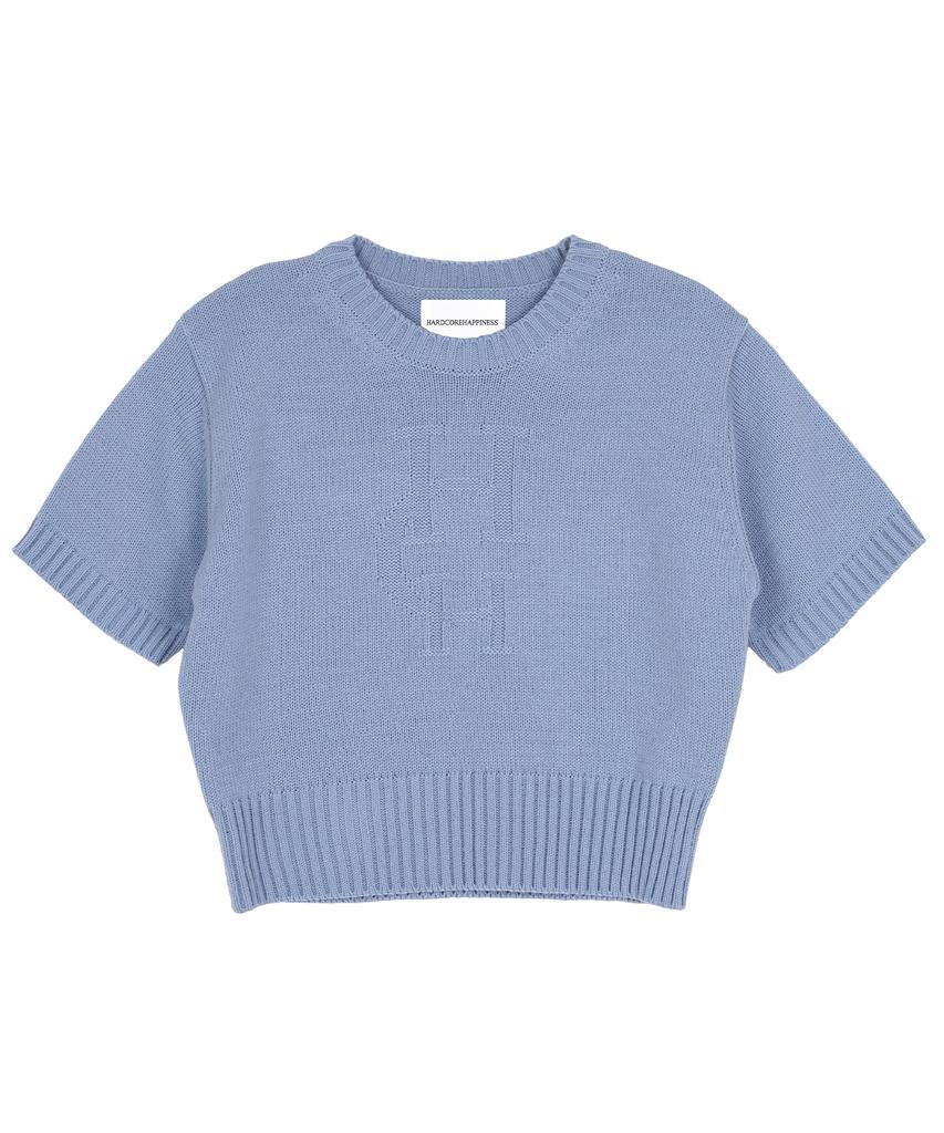 HARDCORE HAPPINESS Moonlight Logo Round Neck Knit_Sky Blue