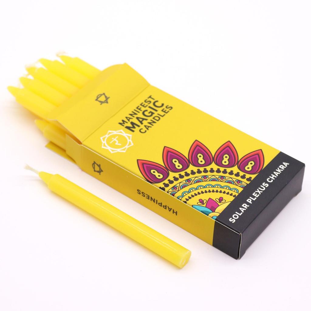 6x Solar Plexus Chakra Candles 12-Pack Yellow Manipura