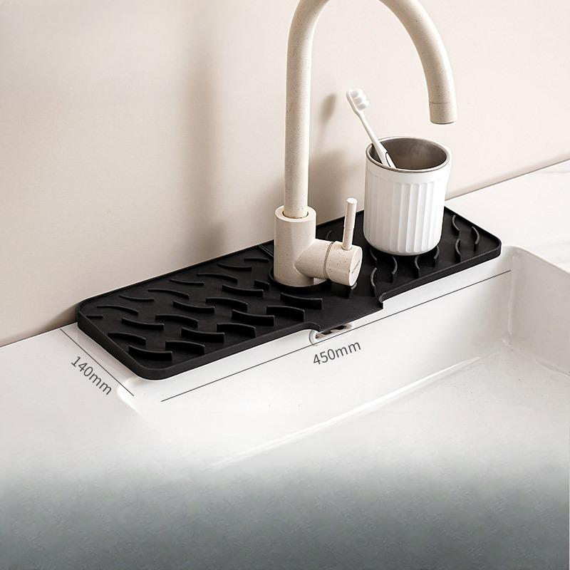 Wavy Patterned Faucet Drain Pad, Kitchen Silicone Splash Guard Pad, Household Anti-slip Thickened Drain Pad