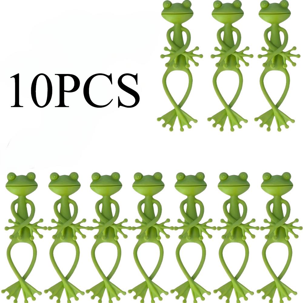 10PCS green frog plant racks,cute and stable PP plant supports,  for small potted plants and granulation plants, perfect for garden decorations