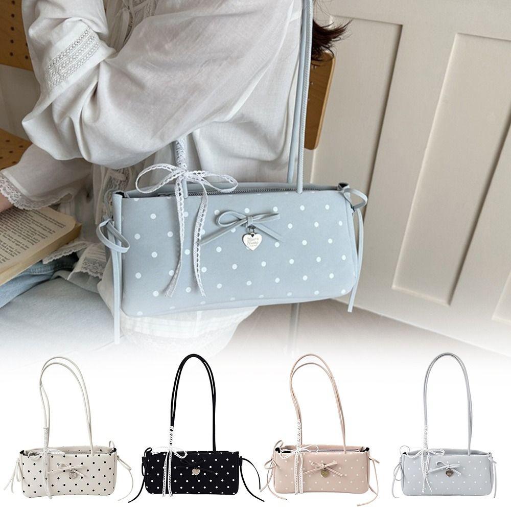 Casual Y2k Pillow Bag Polka Dot With Charm Shoulder Bag Large Capacity Long Shoulder Strap Underarm Bag Women