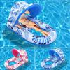 Breathable Water Sofa with Removable Canopy Backrest Cup Holders Breathable Mesh Fabric Solo Floating Bed for Pool Beach Lounging and Relaxing