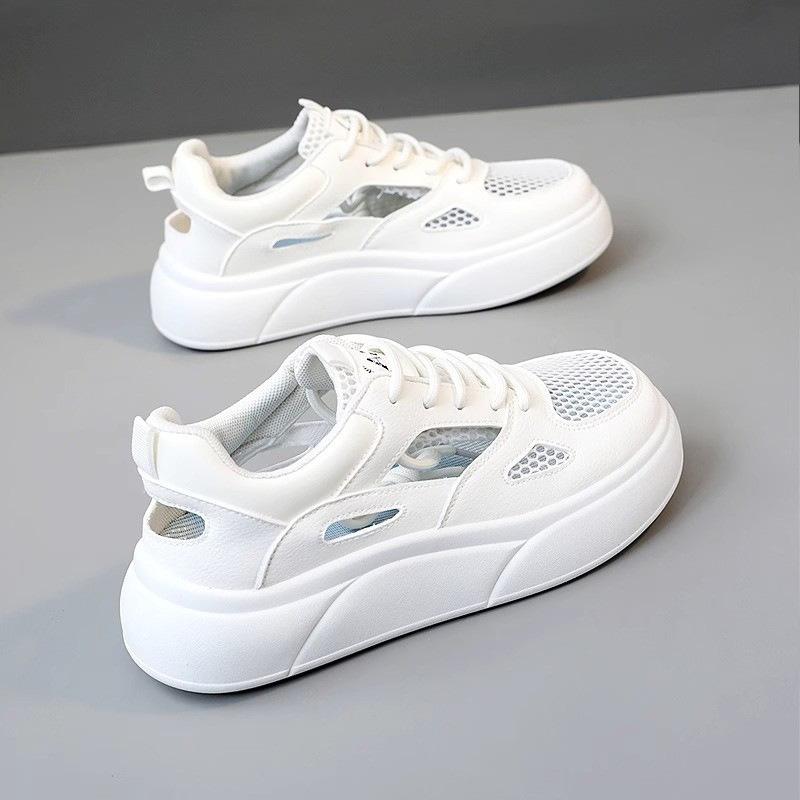 

Baotou sandals are not tired of feet, hollow little white board shoes, women s outer wear 2025 summer new women s hole shoes 35