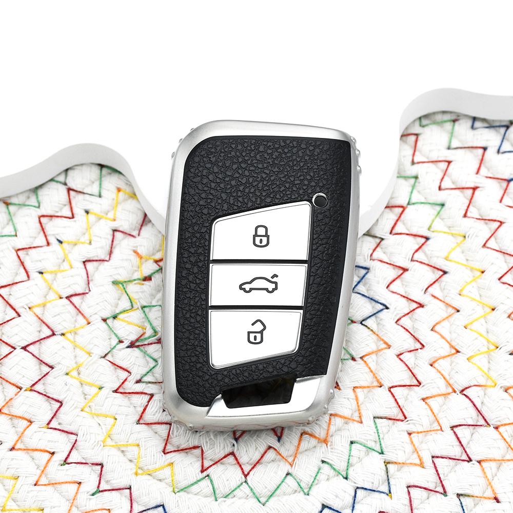 Leather Tpu Car Key Case Full Cover Auto Shell Fob For Volkswagen Vw Tiguan Mk2 Magotan Passat B8 Cc For Skoda Superb A7