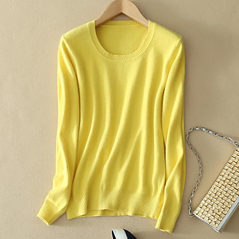 Soft Cashmere Sweaters Long Sleeve Pullovers for Women Autumn Winter Solid Color Knitwear O-Neck Wool Knitted Brand Tops Jumpers