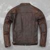Chinese Size Vintage Red Brown Real Cowhide Genuine Leather Jacket Men Motorcycle Coat Mens Biker Clothes Spring Autumn