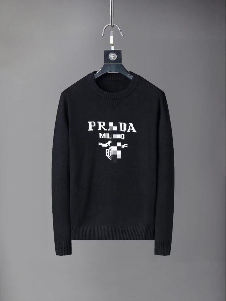 Unisex sweter Prada z rzepami i pełnym nadrukiem: Kurtka z długim rękawem i okrągłym dekoltem