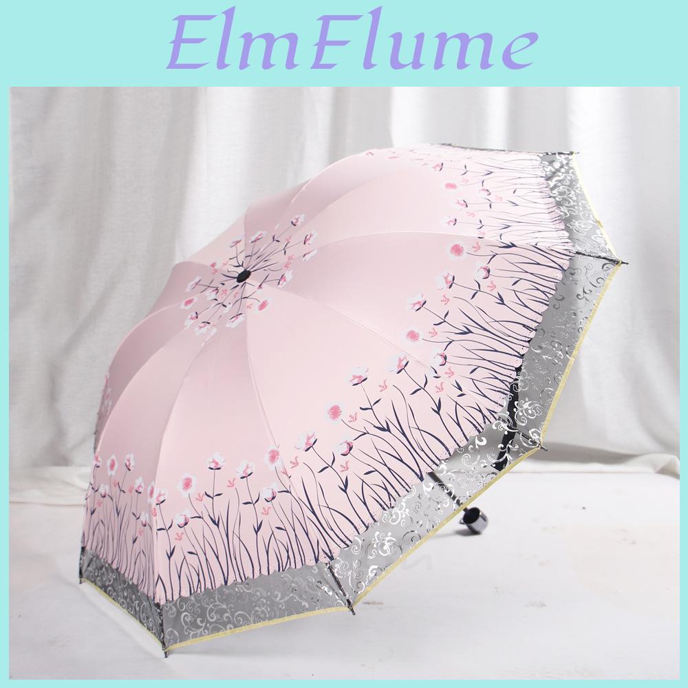 Lace Sand Ten New Edge Bone Double Sun Umbrella Thickened Vinyl Parasol Weather Rain Folding Umbrella Women