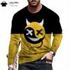 Funny Pattern Print T-shirts for Men Casual O-Neck Long Sleeve T-shirt Harajuku Street Tops Fashion Casual