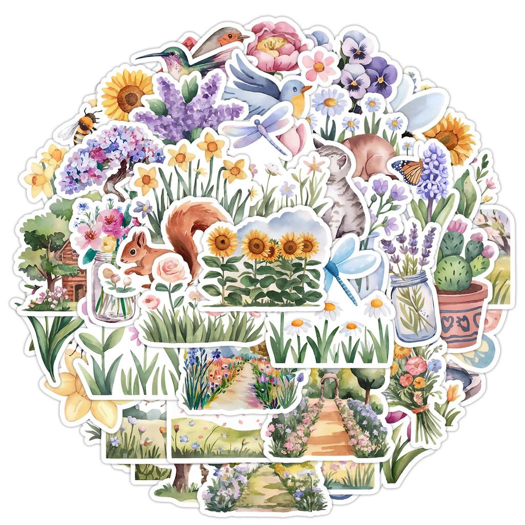 50PCS Spring Series Graffiti Stickers - Waterproof Decor for Water Cup, Computer & Plant Illustration RecordingYourLife Store