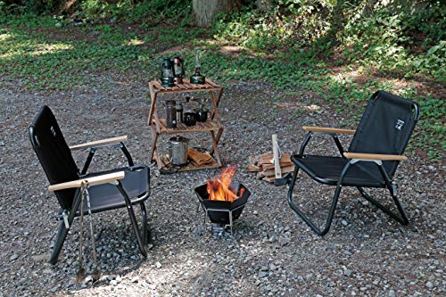 Captain Stag UG-70 BBQ-Ofen, Feuerstelle und Dutch Oven, 3-in-1 Hexa Edelstahl Feuergrill mit Tasche, Mittlere Größe, CS Black Label