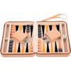 Jeu de société - ENGELHART - Backgammon de voyage 9" - Similicuir rouge - Portable - Durable