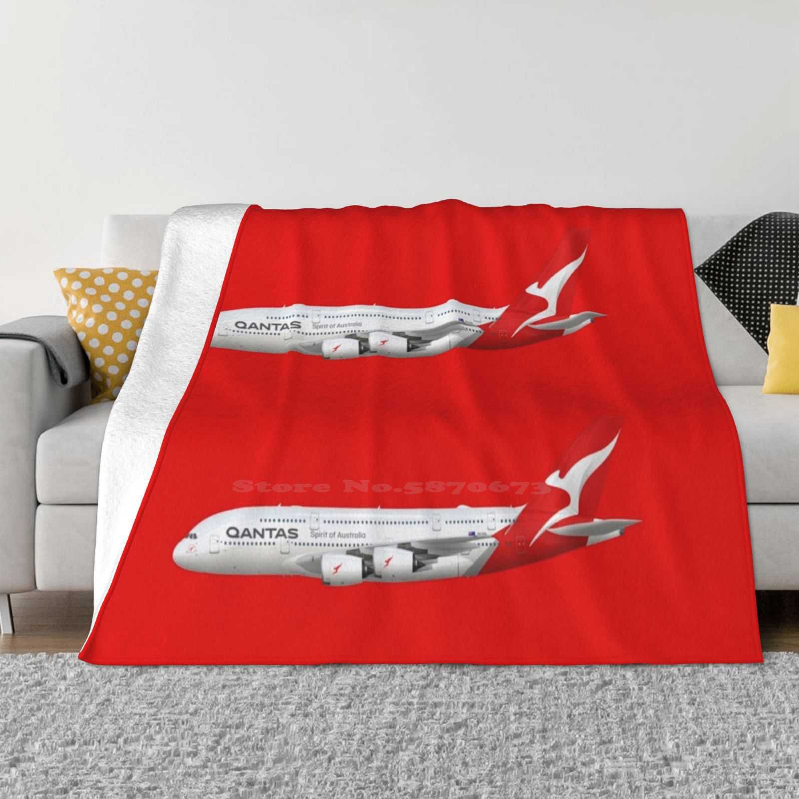 Авиакомпания Qantas Airbus A380-800 Высочайшее качество Удобный диван-кровать Мягкое одеяло Авиакомпания Qantas Авиационный Самолет Airbus A380 30x40in