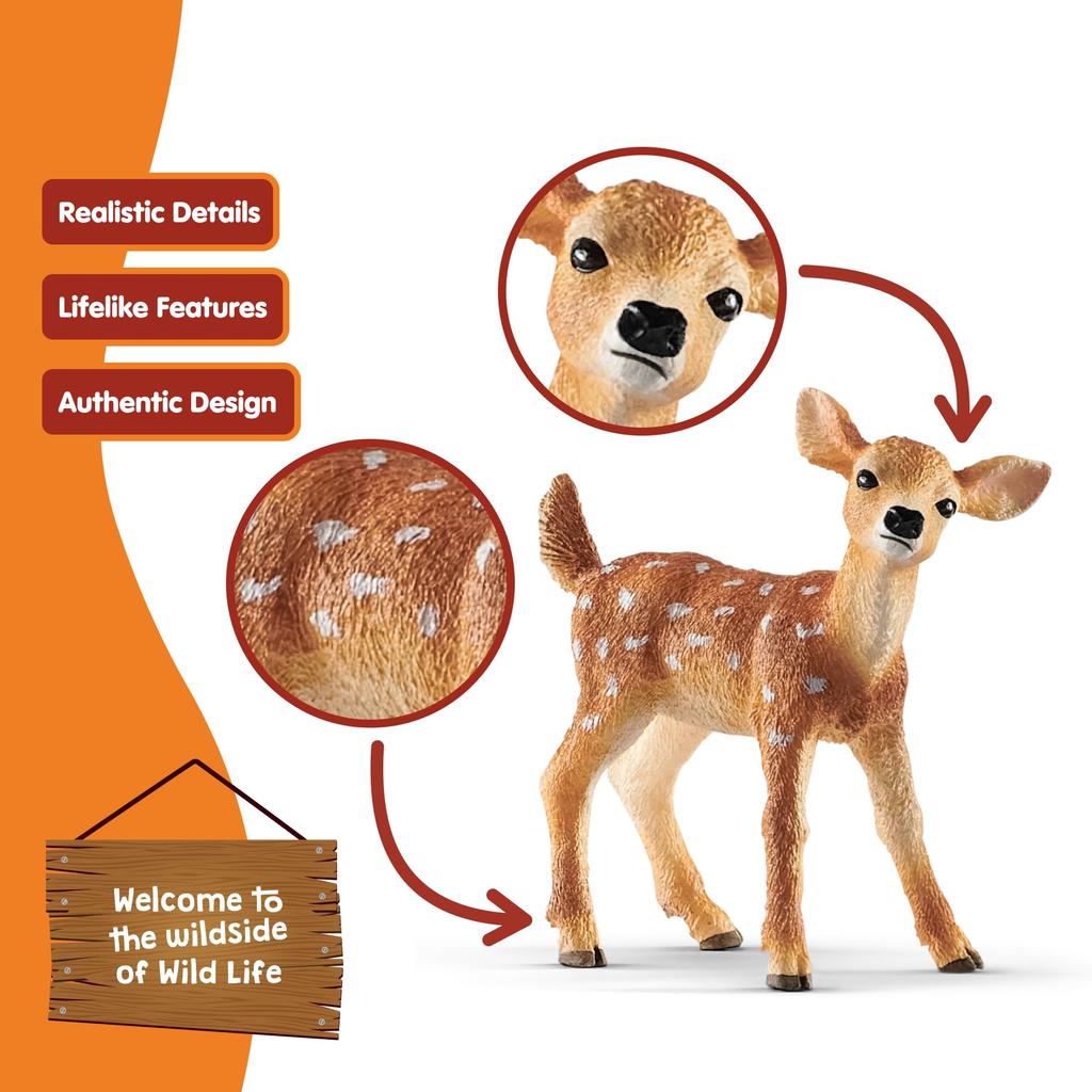 Schleich Wildlife Deer Ages Realistic Animal Toy 14820 White-tailed (Baby) Figurine, 3+,