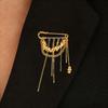 Decoration Imitation Pearl Tassel Chain Metal Brooch Korean Metal Heart Brooch for Women Men Suit Pin Cloth Jewelry Accessories