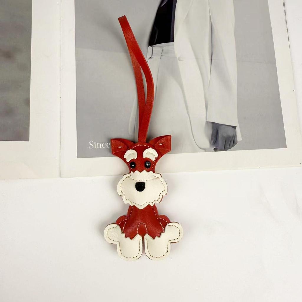 Schnauzer Puppy Leather Keychain Bag Charm