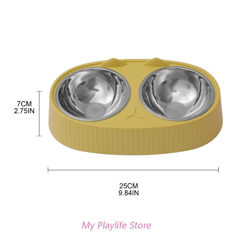 Double Dog Bowl Pet Feeding Station Stainless Steel Water and Food Bowls with Stand for Cats Puppies Small Dogs Pet Supplies