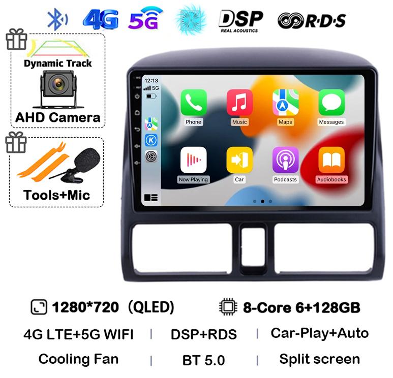 Android 14 Carplay Auto Car Radio For Honda CR-V CRV 2 2001-2006 Stereo GPS Multimedia Video Player WIFI+4G Head Unit Audio DSP