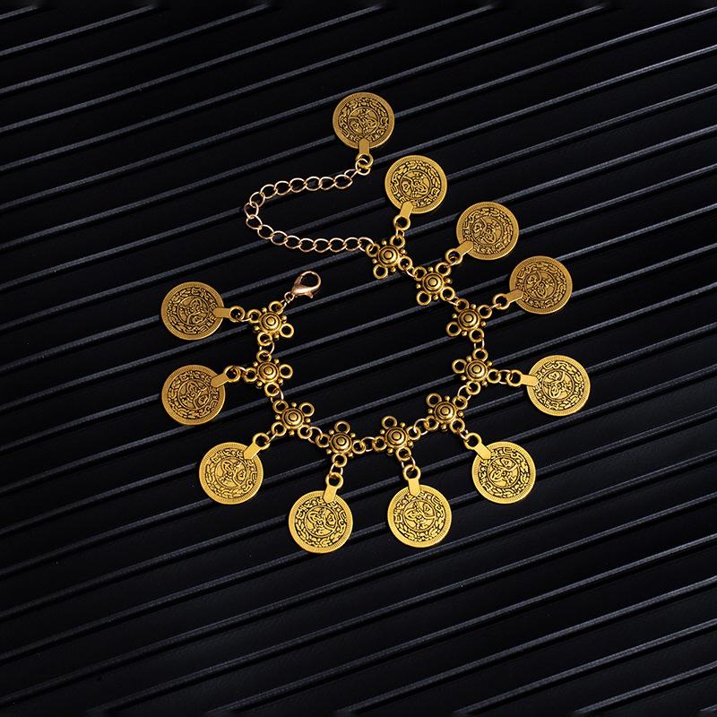 Vintage Bohemian Metal Tassel Barefoot Beach Foot Anklet Luxury Charm Coin Ankle Bracelet For Women Friendship Jewelry