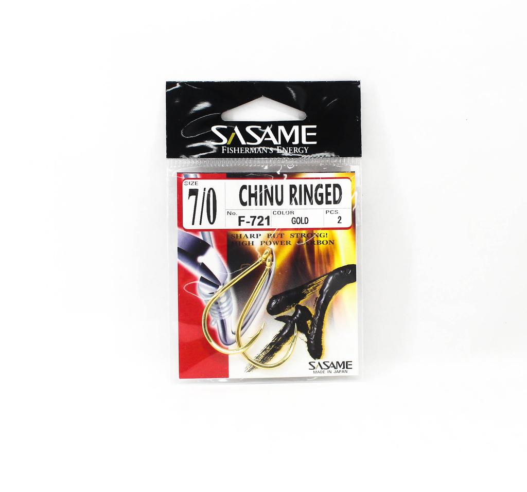 Sasame F-721 Chinu Ringed Offset Hook Gold Size 7/0 (0739)