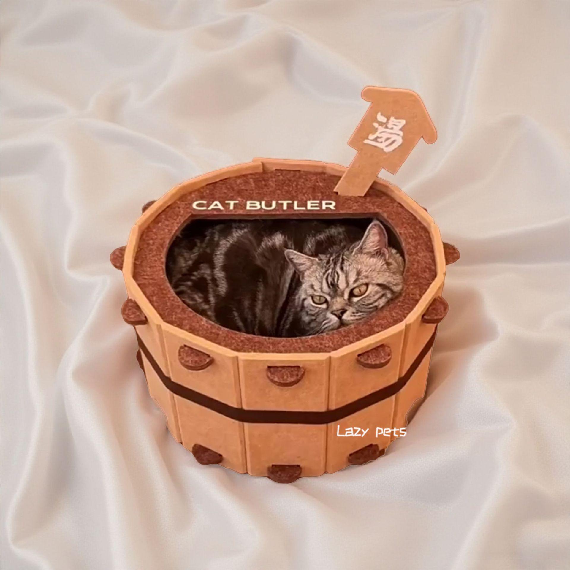 Felt Cat Bed & Scratch-Resistant Board: Lint-Free Semi-Enclosed All-Season Cat House. L
