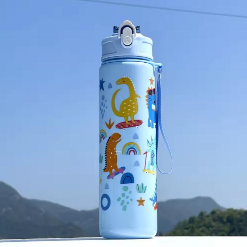 780ML Kids Water Sippy Cup Creative Cartoon Cup with Straws Leakproof Water Bottle Outdoor Portable Children's Plastic Water Cup