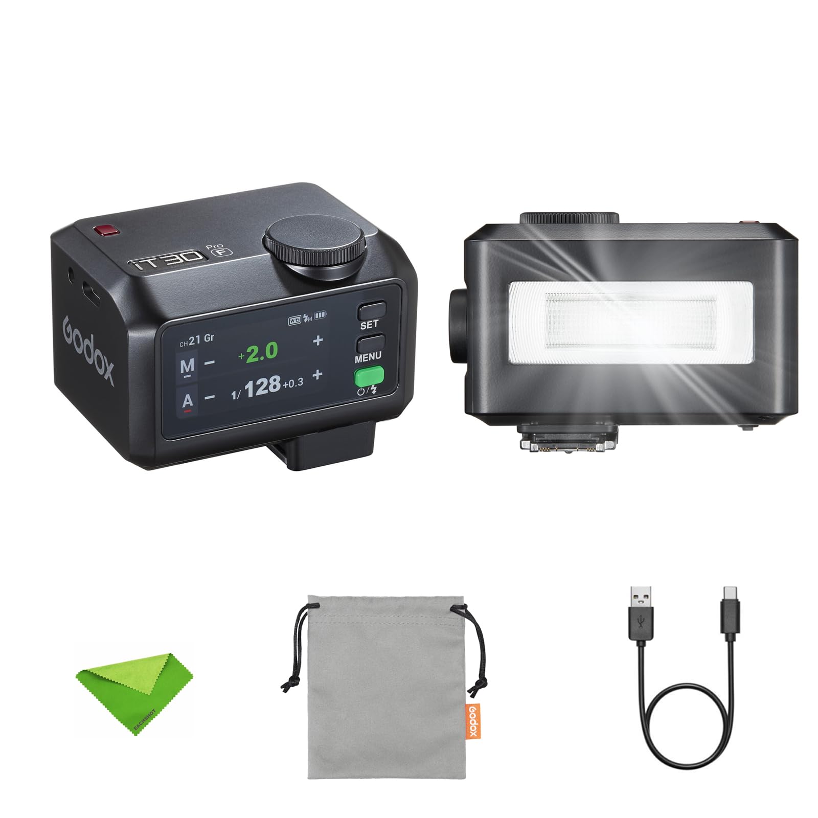 

Вспышка Godox iT30Pro F TTL Fujifilm GN15 Время перезарядки 560 Полная мощность Сенсорный экран Спидлайт iT30Pro-F (для камер), 1,5-секундное время, вспышка, 1/8000 HSS, 2,4G чёрный