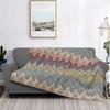 Coperte Plaid in Flanella Stile Boho Chic Moderno con Fantasia a Zigzag Traspiranti Morbide Autunnali Geometriche Multicolore per Divano Letti Bambini Adulti