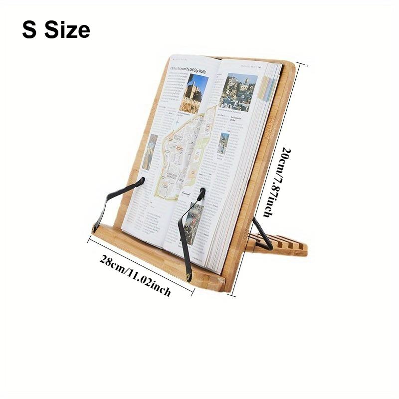 

Book Stand for Reading Adjustable Book Holder with Elastic Page Clips Foldable Desktop Riser Stand Bamboo Reading Rack