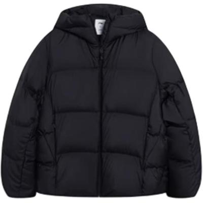 Sportliche Lifestyle-Serie, einfarbige Strickjacke mit Reißverschluss, Stehkragen und Kapuze, Daunenjacke, Unisex-Oberbekleidung, Schwarz, AYMS378-4
