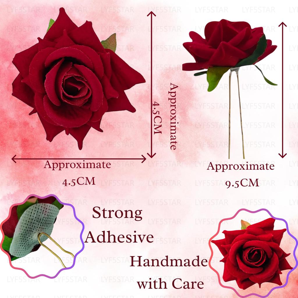 LYF5STAR Handmade Bride Red Rose Floral Juda Pin For Women| Elegant Rose Wedding Hair Accessories |Traditional Indian Hair Accessories for Women &