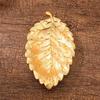 M-Modern-Leaf Texture Snack Plate Living Room Home Snack Tray Decorative Nut Plate Leaf Texture Alloy Crafts Snack Dish Gold 3PC