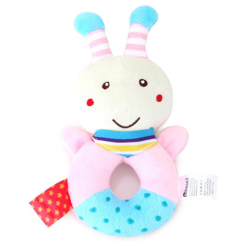 Bbsky Cute Animal Dog Rabbit Rattle Stick Baby Plush Hand Shake Bell Toy Newborn 0-1 Year