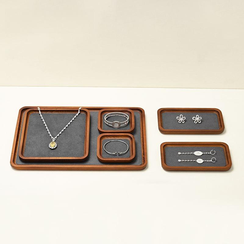 Solid Wood Jewelry Display Tray for Rings, Earrings, Necklaces & Bracelets Showcase