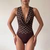Sommer Neuer Stil Elegant Business Casual Modisch und Vielseitig Gepunktetes Enganliegendes Einteilerkleid