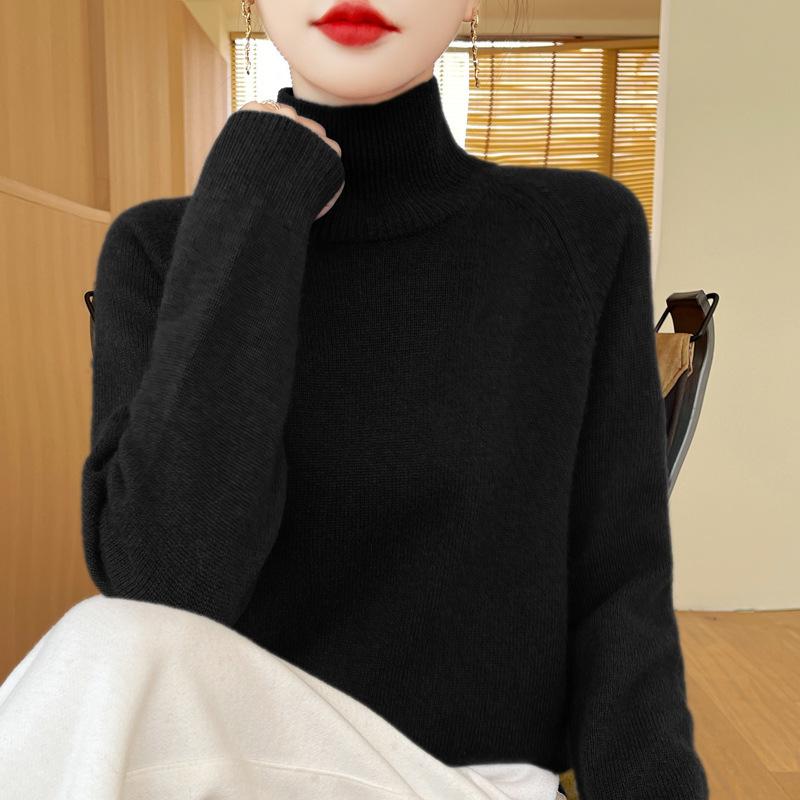 

Повседневный осенне-зимний свитер-пуловер женский с круглым вырезом трикотажный тонкий низ рубашки XXL чёрный