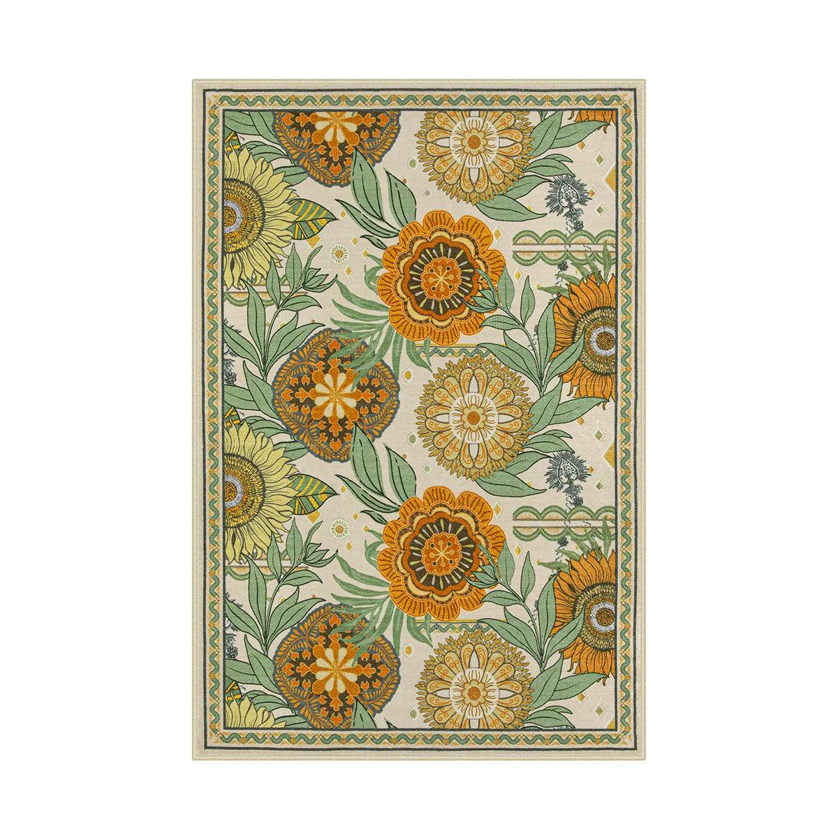

Ковер в европейском пасторальном стиле Гостиная подсолнух цветочный Ковры Домашний эстетический декоративный ковер Спальня Прихожая придверный коврик 40X60cm-16x24in
