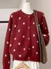 Korean Polka Dot Knit Cardigan: Women's Cozy Round Neck Sweater - 2025 Autumn/Winter Collection