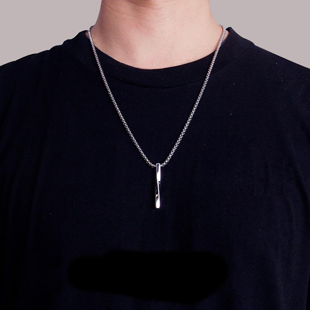 Simple Punk Rectangle Zinc Zinc Alloy Boys Spiral Necklace Clavicle Chain Pendant Necklace Fashion Jewelry