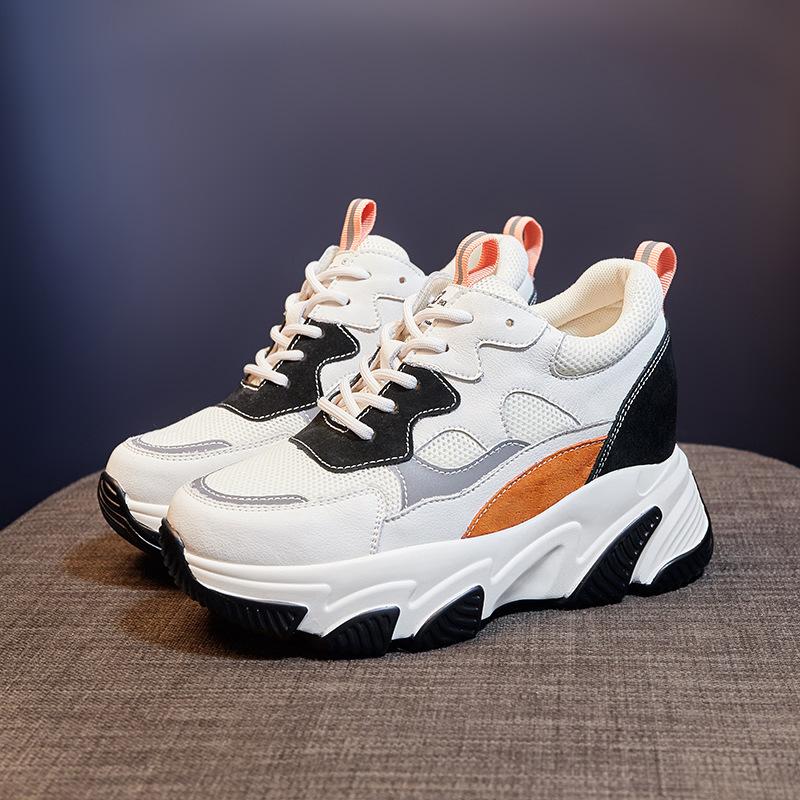 Inner heightening dad shoes CM spring new breathable thick-soled mesh small sports and leisure shoes tide 34 жёлтый