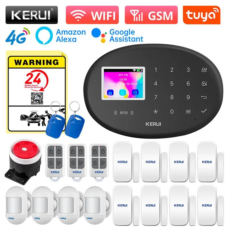KERUI WiFi + 4G/2G Home Security Alarm System with PIR Motion Detector Door Sensor Tuya Smart Burglar Alarms Wireless Zones W204