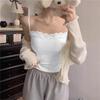 #Spring new models, short lace lace sweet girl style suspender tube top versatile solid color small suspender